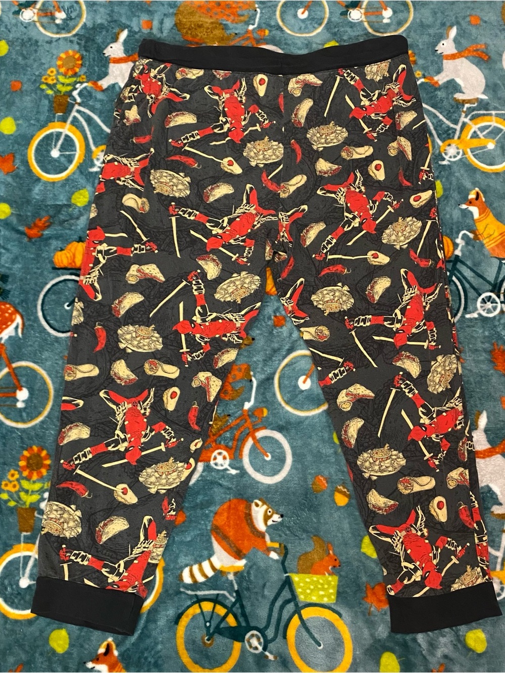 Deadpool Taco Tuesday Pajama Pants Jogger Sleep Pants Red/Black Marvel Men’s XL - Picture 2 of 10